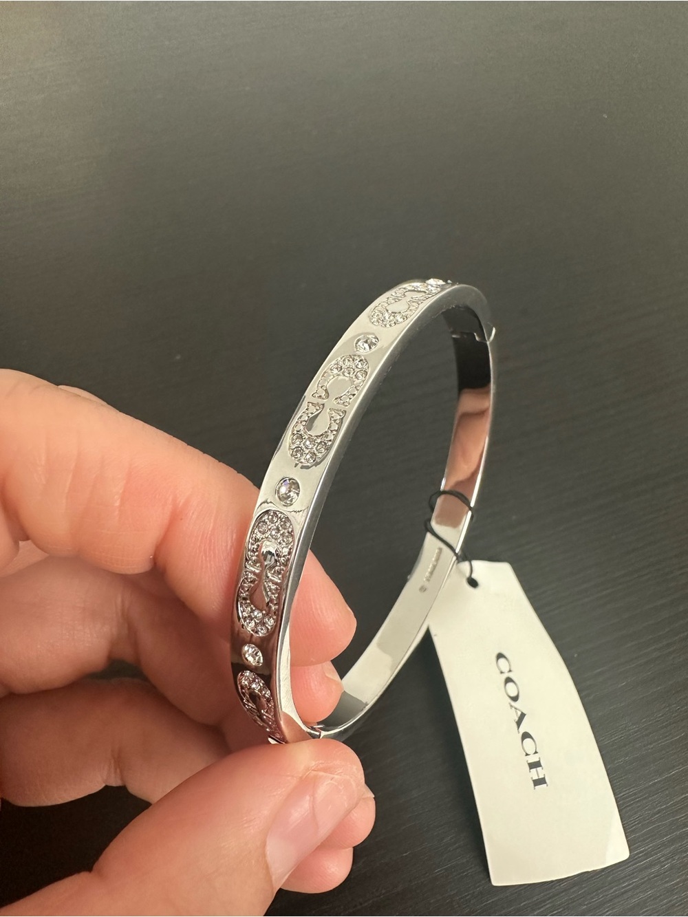 NWT Coach Silver Bangle Bracelet with Crystals CAD63